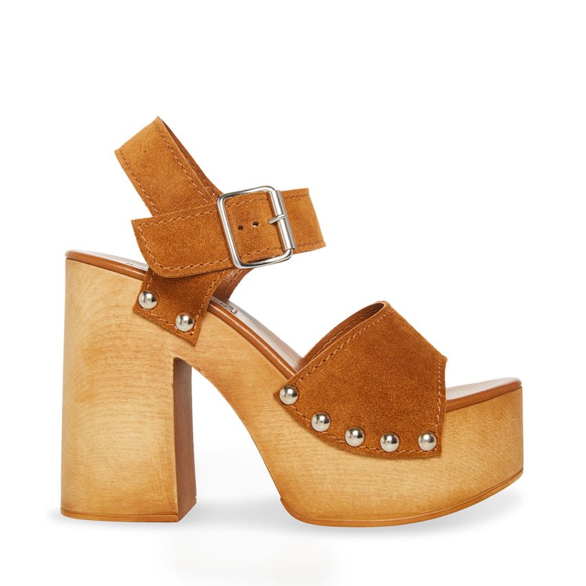 Sandalias de Plataforma Steve Madden Pammy Chestnut Gamuza Mujer Marrones | ES EM0SE9